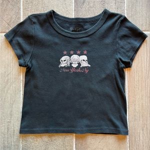 John GALT one size black crop top. Skulls/New York, NY.